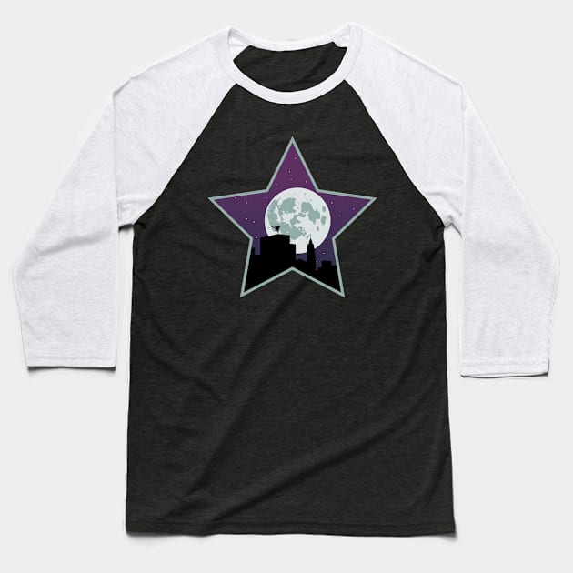 Moonlit Handstand Baseball T-Shirt by deadEYEZ